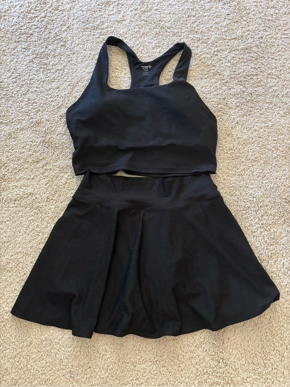 NWOT Old Navy Heather Black Racerback Crop Top and Skirt Set